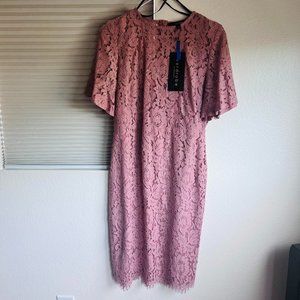 NWT ROSE WINE MAUVE LACE MIDI DRESS